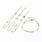 Faceted Glass Beaded Anklets, with Brass Beads and Lobster Claw Clasps, Round, Real 18K Gold Plated, Mixed Color, 9-7/8 inch(25.1cm)