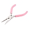 45# Carbon Steel Jewelry Pliers, Chain Nose Pliers, Pink, 12.6x8.2x0.8cm