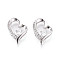 925 Sterling Silver Micro Pave Clear Cubic Zirconia Pendants, Heart Charms, Platinum, Rhodium Plated, Clear, 17.5x12.5x3.5mm, Hole: 3.5~5.5x1.6~1.8mm