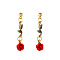 Alloy Stud Earrings, Flower, Golden, Red, 37x10mm
