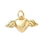 Brass Pendants, Heart with Wings, Rack Plating, Long-Lasting Plated, Lead Free & Cadmium Free, with Jump Ring, Real 18K Gold Plated, 10x18.5x2.5mm, Hole: 3.2mm