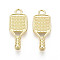 Alloy Pendants, Pickleball Racket Charms, Golden, 23.5x9.5x3mm, Hole: 2.2mm