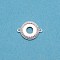 Brass Cabochon Connector Settings, Flat Round, Silver, Tray: 8.3mm, 15.5x12x2.5mm, Hole: 1mm