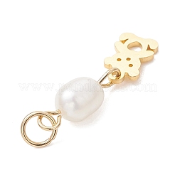 Натуральный культивированный пресноводный жемчуг рис с подвесками из нержавеющей стали 304&nbsp;PALLOY-JF04791