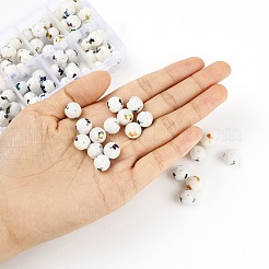 80шт 8 цвета рождественские непрозрачные стеклянные бусины EGLA-YW0001-05