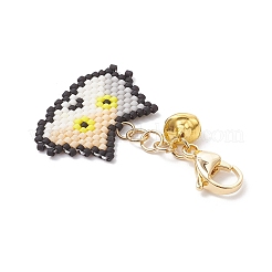 Подвески ручной работы из стеклянных бусин в форме головы кошки&nbsp;HJEW-MZ00366-04