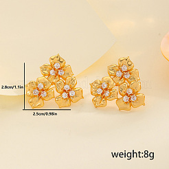 Роскошные латунные серьги-гвоздики с прозрачными кубическими цирконами в форме цветка&nbsp;AI0449
