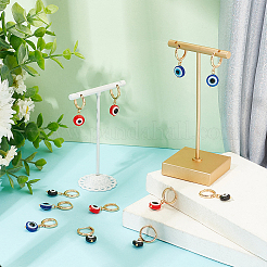 6 пара 3-х стилевых сережек-колец из смолы с изображением сглаза&nbsp;EJEW-AR0001-05