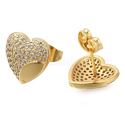 Серьги-гвоздики с прозрачным паве из латуни с кубическим цирконием&nbsp;EJEW-M088-08G-01