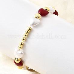 День святого Валентина абс искусственный жемчуг бусины эластичные браслеты для женщин&nbsp;BJEW-D317-08C-G