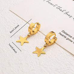 Серьги-кольца из нержавеющей стали в форме звезды&nbsp;TM6235