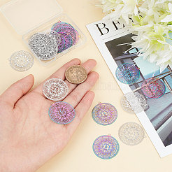 40 шт. 2-х цветные филигранные подвески из нержавеющей стали 201&nbsp;STAS-DC0010-92