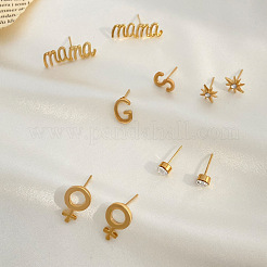 Наборы сережек-гвоздиков из сплава с буквами&nbsp;WH-WG09E3C-01