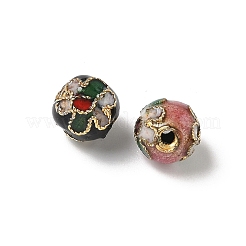 Винтажные круглые бусины ручной работы с цветочным узором в технике перегородчатой эмали&nbsp;CLB-XCP0001-01