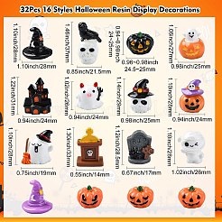 32 шт. 16 стиля украшения из смолы для Хэллоуина&nbsp;DJEW-CJ0001-04