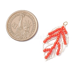 Подвески из стеклянных бусин ручной работы в форме листьев&nbsp;PALLOY-MZ00935-02