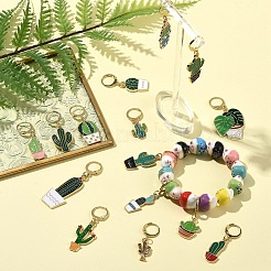 15 шт. подвесные украшения из эмалевого сплава в виде кактуса&nbsp;HJEW-YW00129