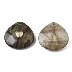 Подвеска из натуральной морской яшмы со стразами&nbsp;G-N326-131-07