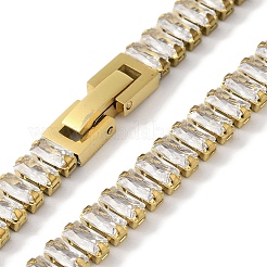 Ионное покрытие (ip) 304 нержавеющая сталь паве кубический прозрачный цирконий прямоугольные звенья ожерелья для женщин NJEW-Z041-04G-03