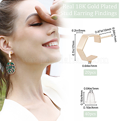 20 шт. латунные серьги-гвоздики KK-BBC0004-33