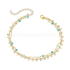 2 комплект из 2-х стилей браслетов на ногу из латунной цепочки со звездой и кисточками ручной работы из стекла&nbsp;AJEW-AN00761