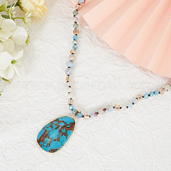 Ожерелья с подвеской в форме слезы из окрашенной синтетической императорской яшмы NJEW-WH20816-003