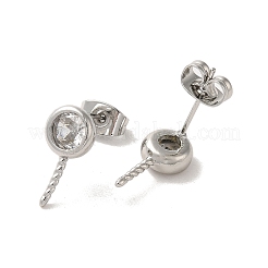 Серьги-гвоздики из латуни с микропаве из кубического циркония фурнитура&nbsp;EJEW-H128-02P