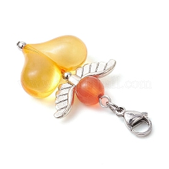 Подвеска в форме сердца с кошачьим глазом и акрилом&nbsp;HJEW-TA00354