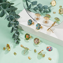 Плоские круглые серьги-гвоздики из нержавеющей стали 304&nbsp;STAS-UN0060-74D-G