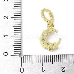 Латунные микро-паве прозрачные кубические цирконии полумесяц европейские подвески&nbsp;KK-A236-20G