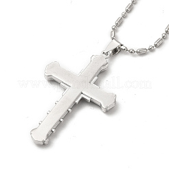 Колье из сплава с крестом и цепочками NJEW-K245-003P