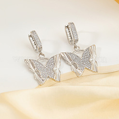 Модные серьги-кольца с бабочками из латуни с прозрачным кубическим цирконием&nbsp;SZ8997-1