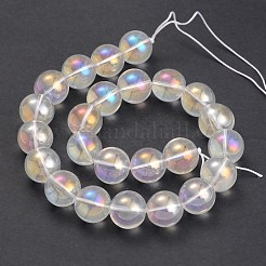 Цвет AB покрытием прозрачного стекла круглые пряди из бисера&nbsp;EGLA-J057-AB01-18mm