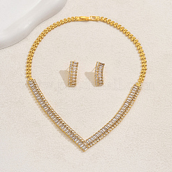 Комплекты серег и ожерелий в форме буквы V с микропаве из латуни и прозрачными кубическими цирконами для женщин&nbsp;BZ2575