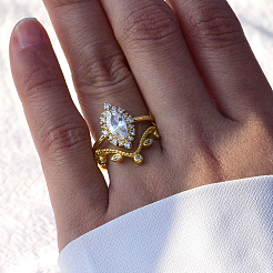 Кольца из латуни с микропаве из кубического циркония для женщин&nbsp;UG6552-1