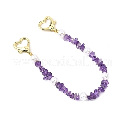 Декоративные цепочки для сумочек с бусинами из натурального аметиста&nbsp;HJEW-JM04463-01