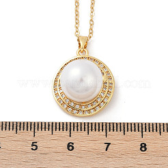 Полукруглый латунный микропаве кубический цирконий кулон ожерелья для женщин&nbsp;NJEW-C076-07G
