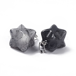 Натуральные черные рутиловые кварцевые подвески&nbsp;G-C002-02B