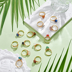 14 шт. 14 стиля: кольца из нержавеющей стали 304 с драгоценными камнями и защитой от сглаза из смолы&nbsp;NJEW-WR00011