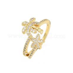 Манжеты из латуни с микро паве кубический цирконий для женщин&nbsp;RJEW-Z113-42G