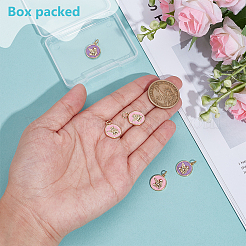 8шт 2 цвета латунные подвески с эмалью&nbsp;KK-BC0015-14