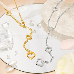 2 шт. 2 цвета 304 нержавеющая сталь цепочка в форме сердца y ожерелья для женщин&nbsp;NJEW-HY0001-21