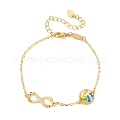 Спортивные браслеты с латунными микрокристаллами кубических цирконий в форме бесконечности&nbsp;LS-BJEW-D386-01B-G