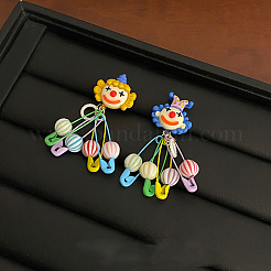 Серьги-гвоздики из сплава смолы в форме клоуна. золотистые&nbsp;FS-WG55B1D-01