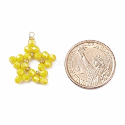 Граненые круглые подвески из гальванического стекла с полным покрытием&nbsp;PALLOY-JF01461