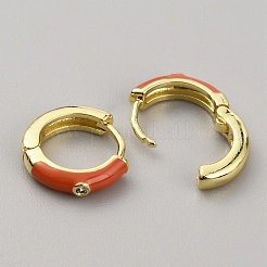 Серьги-кольца с эмалью и прозрачными фианитами&nbsp;EJEW-WH0004-39B