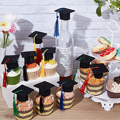 20 шт. мини-шляпа выпускника из фетра двух цветов с кисточками&nbsp;AJEW-CP0010-11