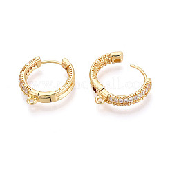 Латунные серьги-кольца из прозрачного кубического циркония&nbsp;KK-N276-20G