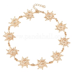 Женские ожерелья-цепочки с кристаллами из сплава и стразами в форме солнца&nbsp;NJEW-P345-01G