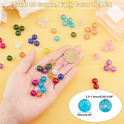 Окрашенные прозрачные стеклянные бусины кракле&nbsp;CCG-X0002-10mm-B